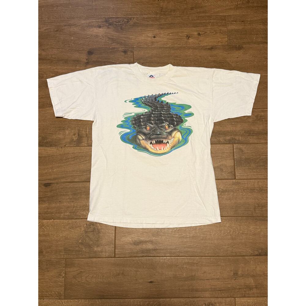 Alligator Swamp Eyes Vintage 90's Tees Anvil Made in USA T-Shirt Size Large